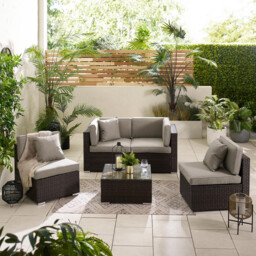 Orlando Brown Rattan & Brown 4 Seat Modular Garden Sofa - thumbnail 3