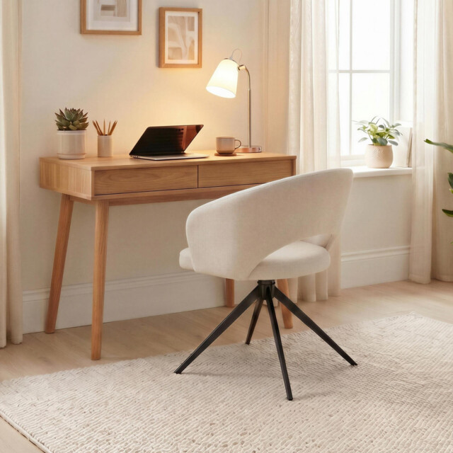Anika Cream Fabric Swivel Office Chair - image 1