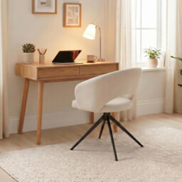 Anika Cream Fabric Swivel Office Chair - thumbnail 1
