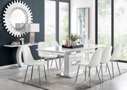 Arezzo Large Extending Dining Table and 8 Corona Silver Leg Chairs - thumbnail 1