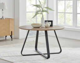 Santorini Brown Round Table & 4 Corona Black Leg Chairs - thumbnail 4