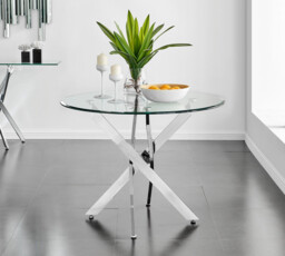 Novara 100cm Round Dining Table and 4 Velvet Milan Black Leg Chairs - thumbnail 3