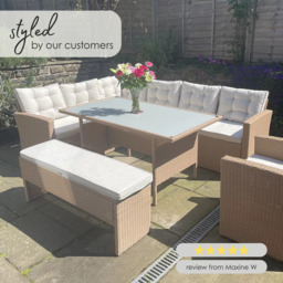 Marbella Beige Rattan 9 Seat Sofa Garden Dining Set - thumbnail 2