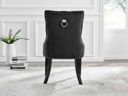 2x Belgravia Black Velvet Knockerback Dining Chairs Black Legs - thumbnail 4
