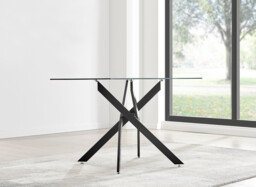Leonardo Black Leg Glass Dining Table & 4 Lorenzo Chairs - thumbnail 3