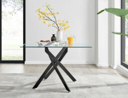 Leonardo Black Leg Glass Dining Table & 4 Lorenzo Chairs - thumbnail 2