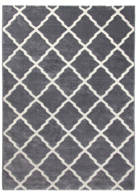 Toscana Moroccan Lattice Two-Tone Rug in Grey and Cream - 160x220cm - image 1