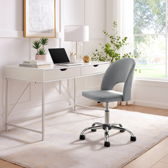 Courtney Grey Velvet Office Chair - image 1
