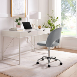 Courtney Grey Velvet Office Chair - thumbnail 3