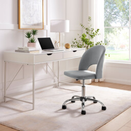 Courtney Grey Velvet Office Chair - thumbnail 1