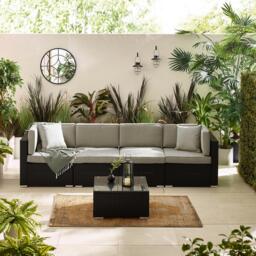 Furniturebox Orlando Black & Grey 4 Seat Modular Garden Sofa, Rattan in Black/Grey - Size: 72x75x72 cm - thumbnail 6
