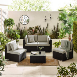 Orlando Black Rattan & Grey 4 Seat Modular Garden Sofa - thumbnail 3