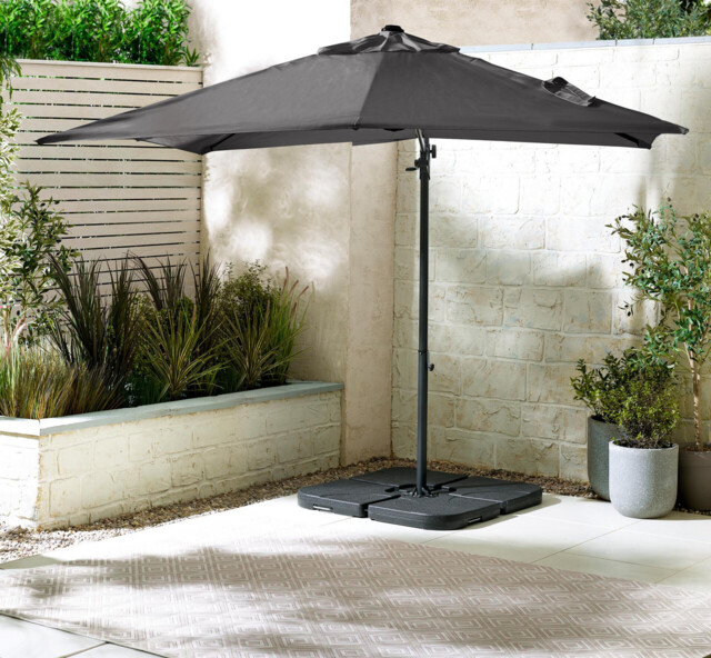 Cantilever Grey Square Garden Parasol Only (No Base) - image 1