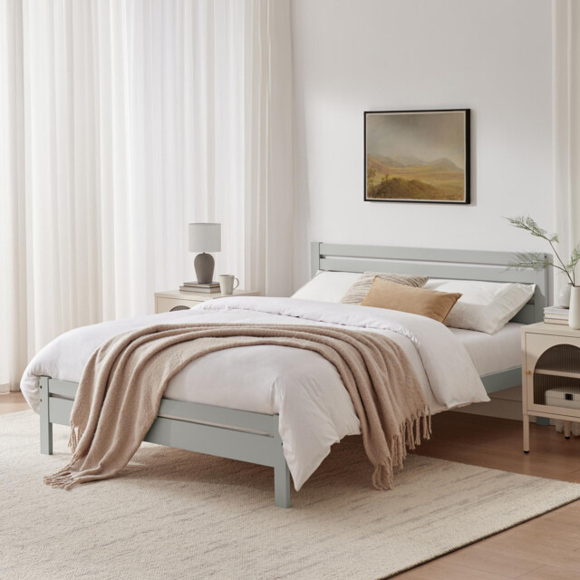 Declan Light Grey Solid Pine King Bed Frame - image 1