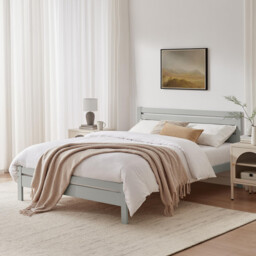 Declan Light Grey Solid Pine King Bed Frame - thumbnail 1