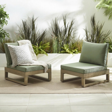 2x Brisa Natural Wood and Green Garden Chairs Set - image 1