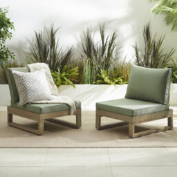 2x Brisa Natural Wood and Green Garden Chairs Set - thumbnail 1