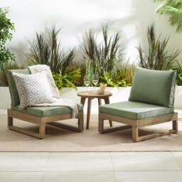 2x Brisa Natural Wood and Green Garden Chairs Set - thumbnail 3