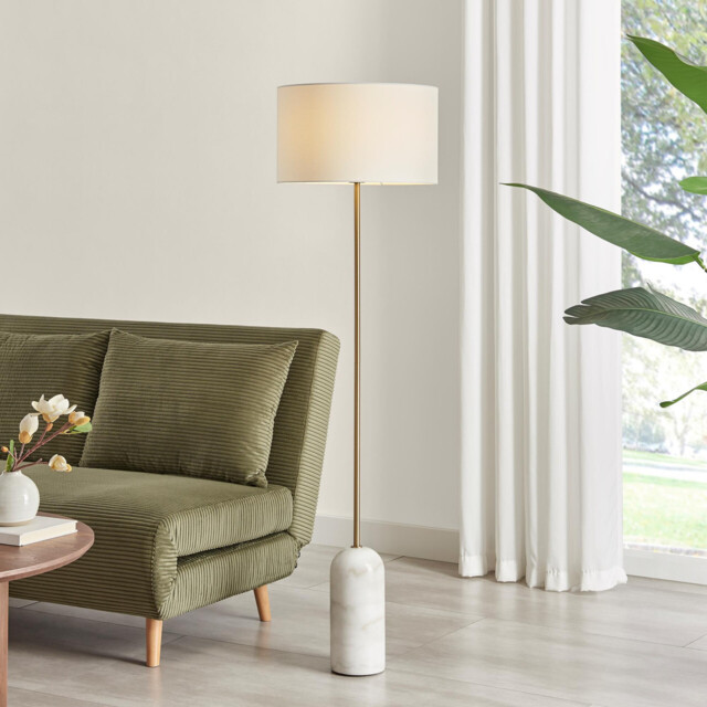 Joceline White Marble Standing Floor Lamp - image 1