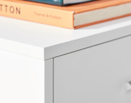 Taylor 1 Drawer White Bedside Table Silver Handles - thumbnail 3