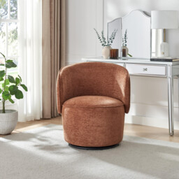 Liode Orange Fabric Round Swivel Accent Chair - thumbnail 2