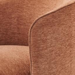 Furniturebox Liode Orange Fabric Round Swivel Accent Chair, Polyester in Terracotta/Black/Orange - Size: 73.5x78x71.5 cm - thumbnail 6