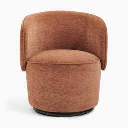 Furniturebox Liode Orange Fabric Round Swivel Accent Chair, Polyester in Terracotta/Black/Orange - Size: 73.5x78x71.5 cm - thumbnail 4