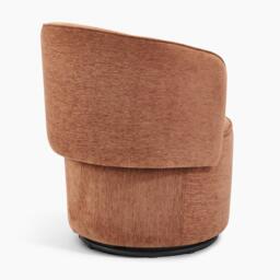 Furniturebox Liode Orange Fabric Round Swivel Accent Chair, Polyester in Terracotta/Black/Orange - Size: 73.5x78x71.5 cm - thumbnail 5