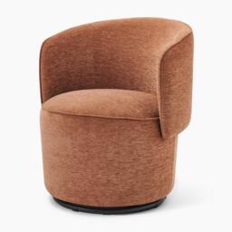 Furniturebox Liode Orange Fabric Round Swivel Accent Chair, Polyester in Terracotta/Black/Orange - Size: 73.5x78x71.5 cm - thumbnail 3