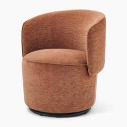Liode Orange Fabric Round Swivel Accent Chair - thumbnail 3
