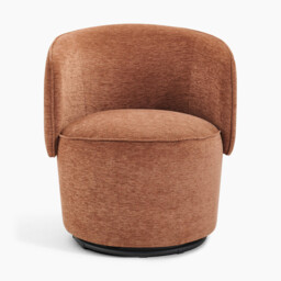 Liode Orange Fabric Round Swivel Accent Chair - thumbnail 4