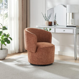 Liode Orange Fabric Round Swivel Accent Chair