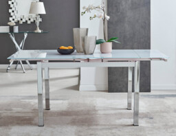 Enna White Glass Extending Dining Table and 6 Milan Chairs - thumbnail 4