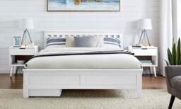 Azure White Solid Pine King Bed Frame + Windsor Mattress + 2 Drawers - thumbnail 2