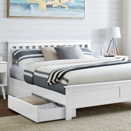 Azure White Solid Pine King Bed Frame + Windsor Mattress + 2 Drawers - thumbnail 1