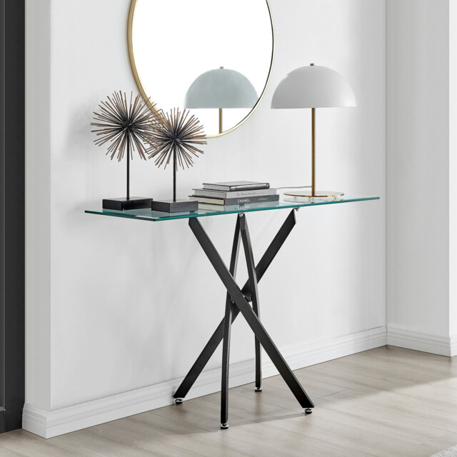Leonardo Glass And Black Console Table - image 1