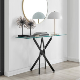 Leonardo Glass And Black Console Table - thumbnail 1