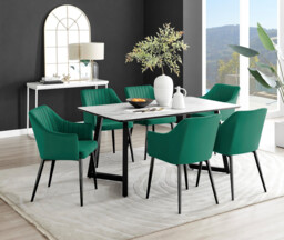 Carson White Marble Effect Dining Table & 6 Calla Black Leg Chairs - thumbnail 3