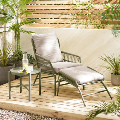 Lyon Green Metal Garden Chair with Footstool & Side Table - image 1