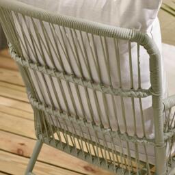 Furniturebox Lyon Green Garden Chair with Footstool & Side Table, Metal in Green/Cream - Size: 65x84x77 cm - thumbnail 5