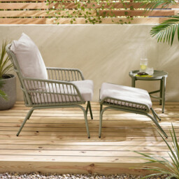 Lyon Green Metal Garden Chair with Footstool & Side Table - thumbnail 2