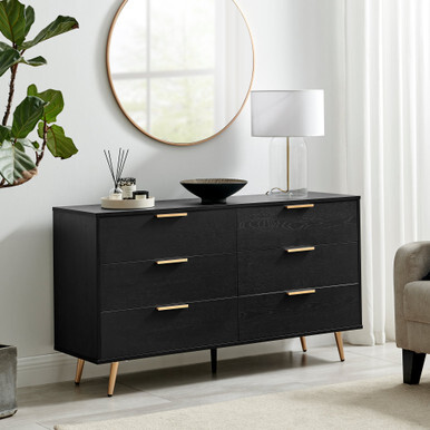 Ivala Black and Copper 6 Drawer Chest of Drawers Sideboard - image 1