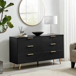 Ivala Black and Copper 6 Drawer Chest of Drawers Sideboard - thumbnail 1