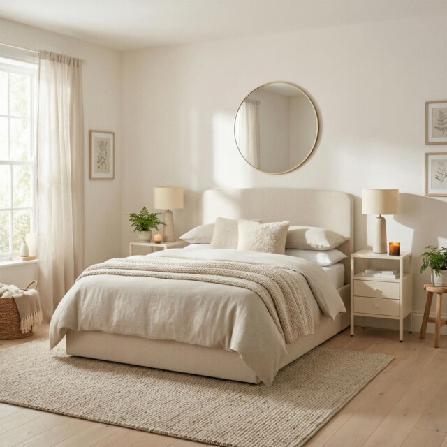 Amelie Cream Fabric Ottoman Double Bed Frame - image 1