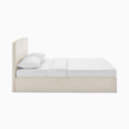 Furniturebox Amelie Ottoman Double Bed Frame, Fabric in Cream - Size: 143x106x202 cm - thumbnail 4