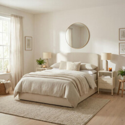 Amelie Cream Fabric Ottoman Double Bed Frame