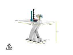 Atlanta White High Gloss And Chrome Metal Rectangle Dining Table And 4 Murano Dining Chairs Set - thumbnail 2