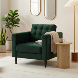 Jolene Emerald Green Velvet Armchair - thumbnail 1