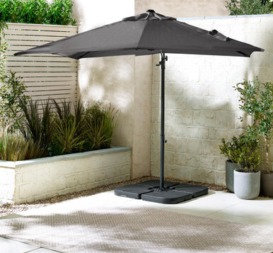 Cantilever Grey Square Garden Parasol & Base Set - image 1