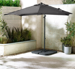 Cantilever Grey Square Garden Parasol & Base Set